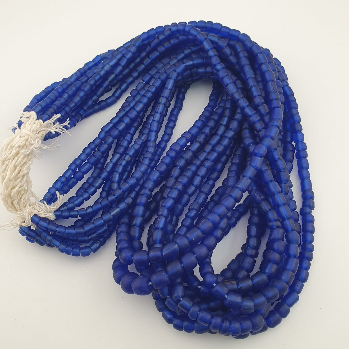 Vintage African Style Blue 4-5.5mm Glass Beads Necklace Strand