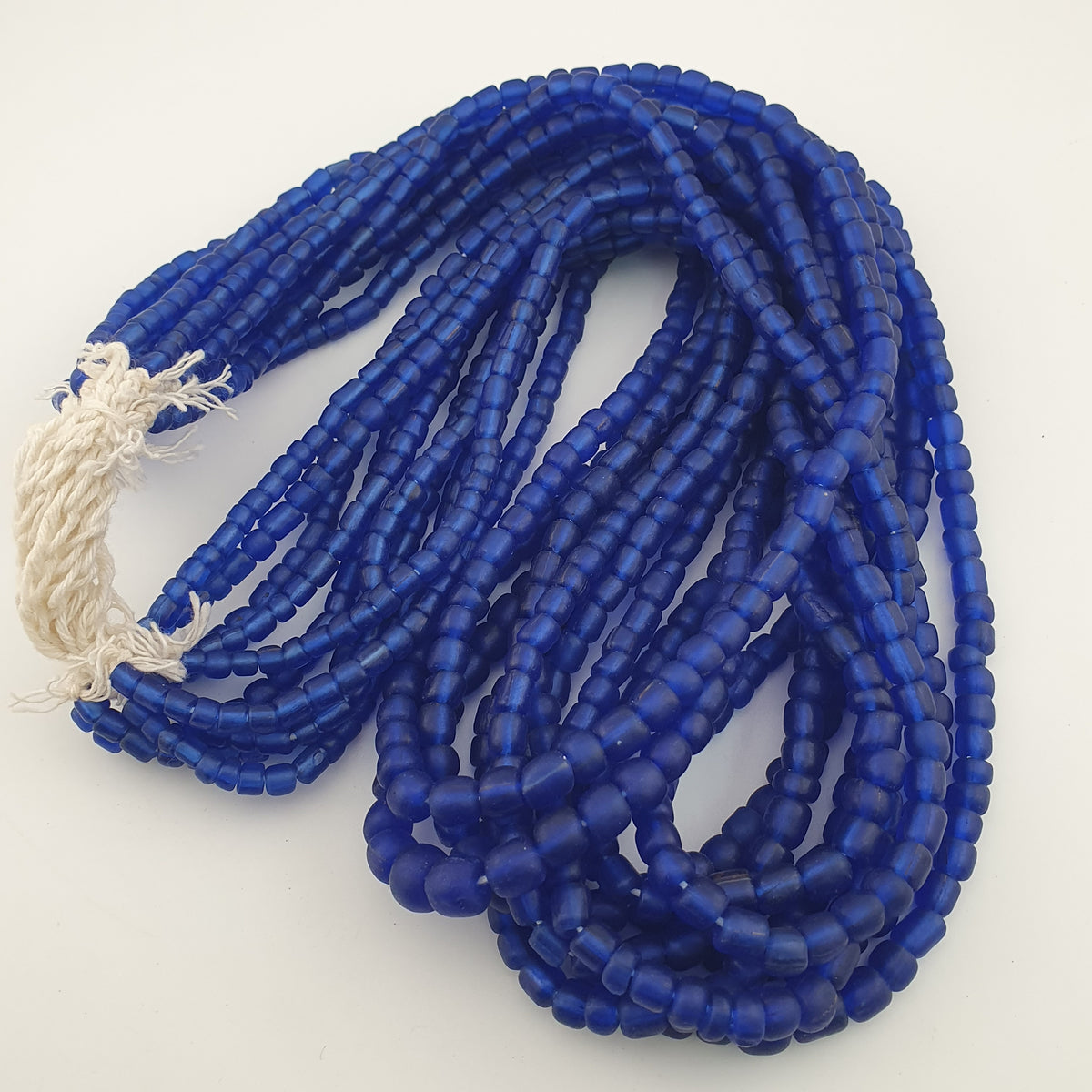 Vintage African Style Blue 4-5.5mm Glass Beads Necklace Strand