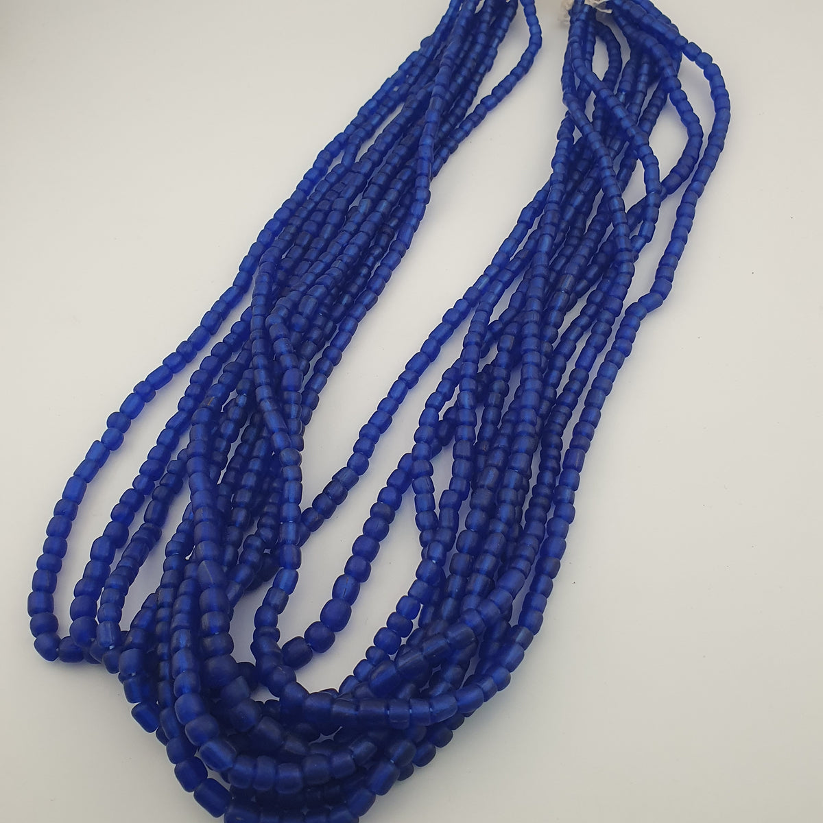 Vintage African Style Blue 4-5.5mm Glass Beads Necklace Strand