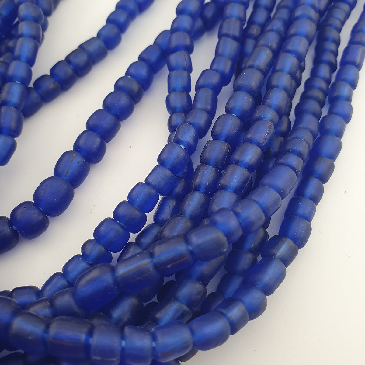 Vintage African Style Blue 4-5.5mm Glass Beads Necklace Strand