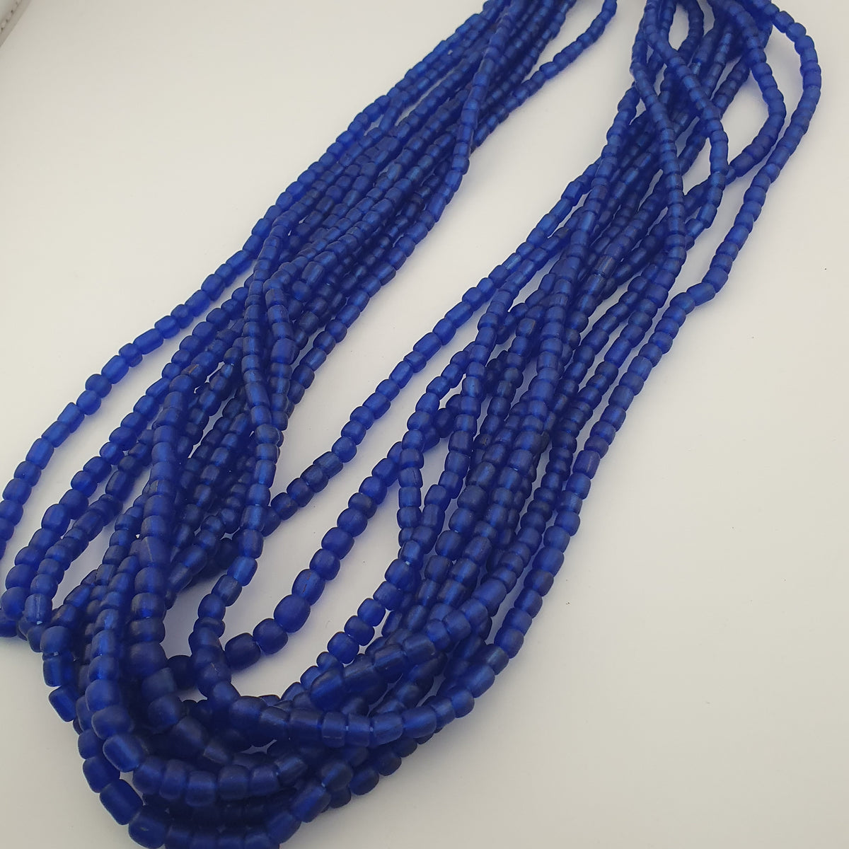 Vintage African Style Blue 4-5.5mm Glass Beads Necklace Strand