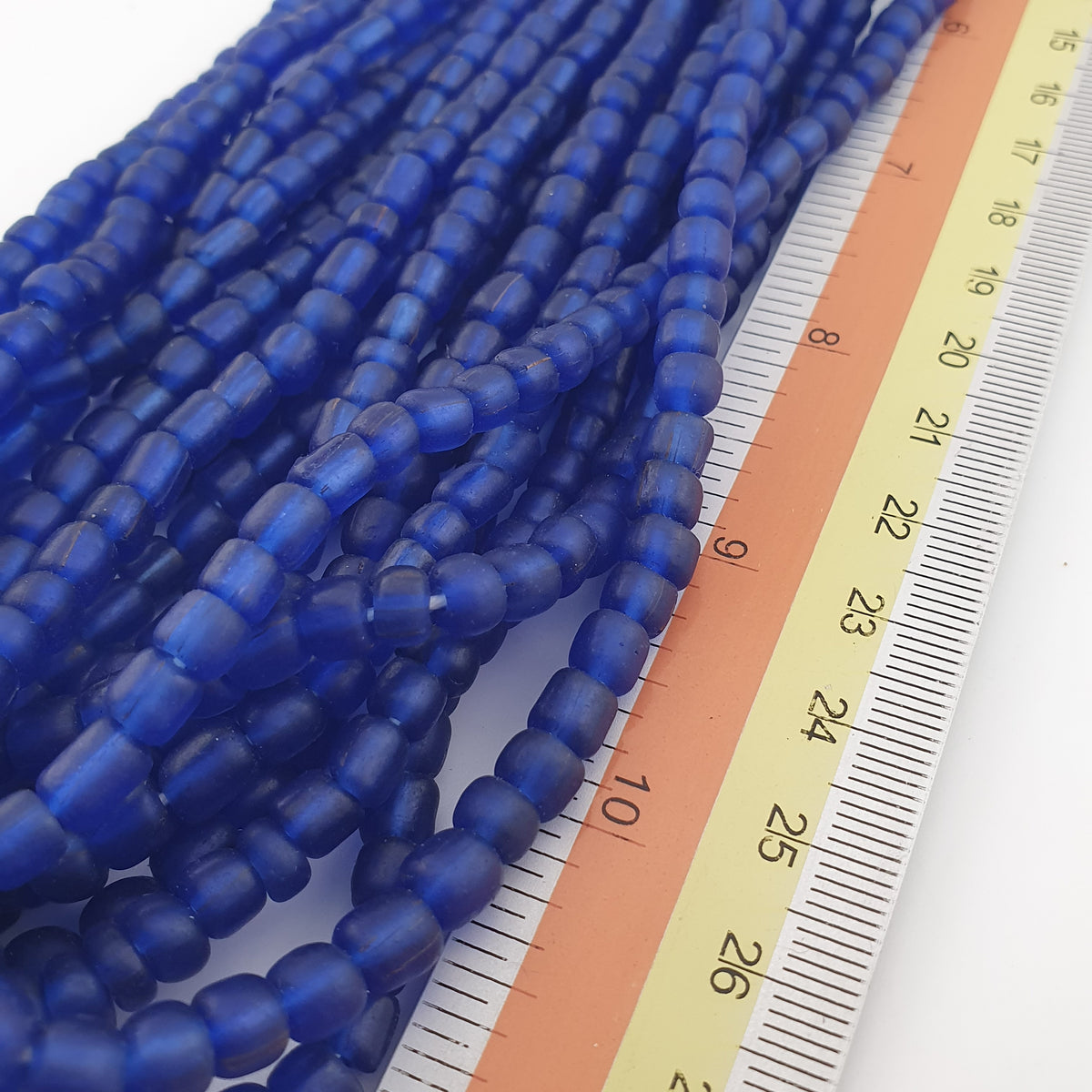 Vintage African Style Blue 4-5.5mm Glass Beads Necklace Strand