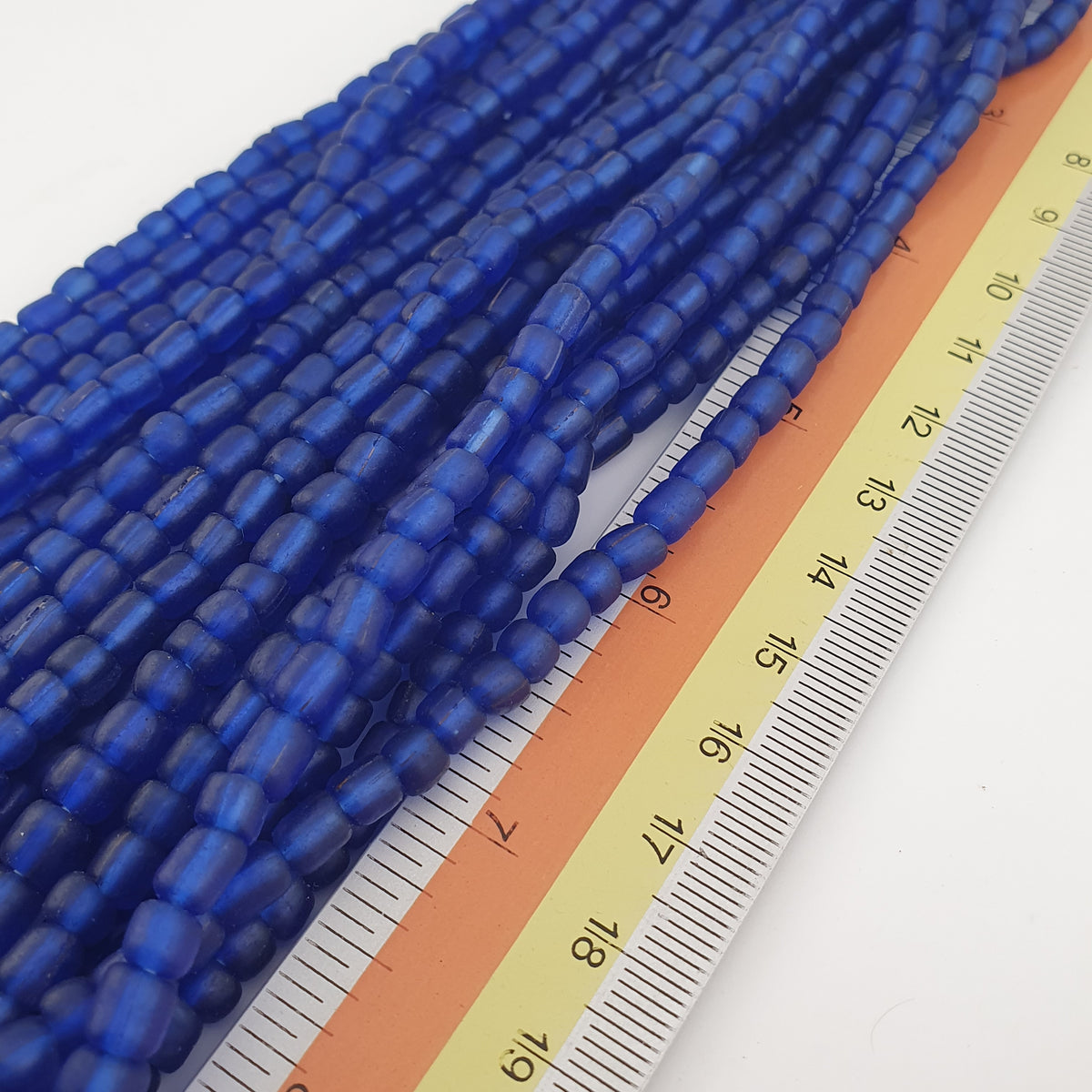 Vintage African Style Blue 4-5.5mm Glass Beads Necklace Strand