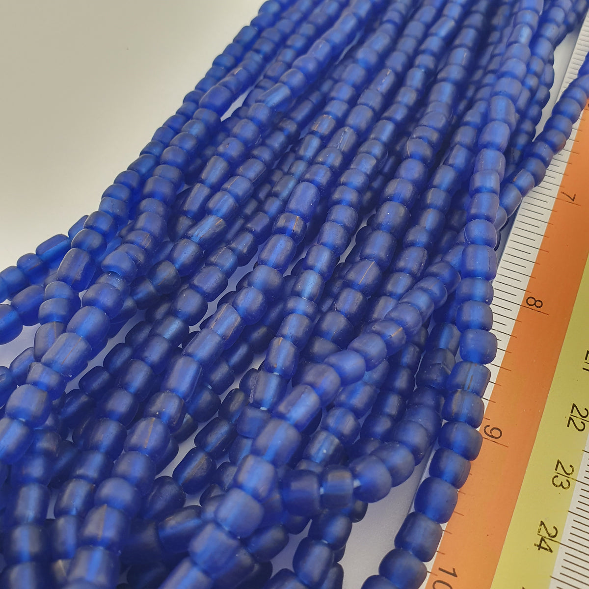 Vintage African Style Blue 4-5.5mm Glass Beads Necklace Strand