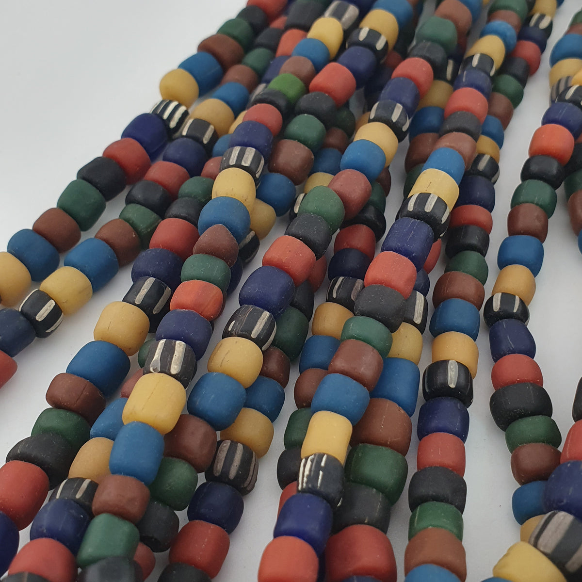 Antique African Style MultiColor Mix 7-8.5mm Glass Beads Necklace Strands