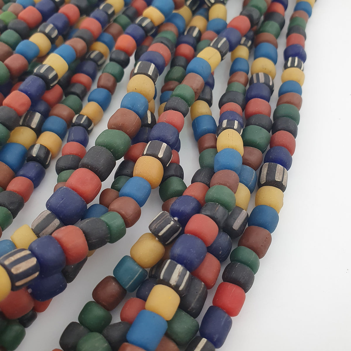 Antique African Style MultiColor Mix 7-8.5mm Glass Beads Necklace Strands