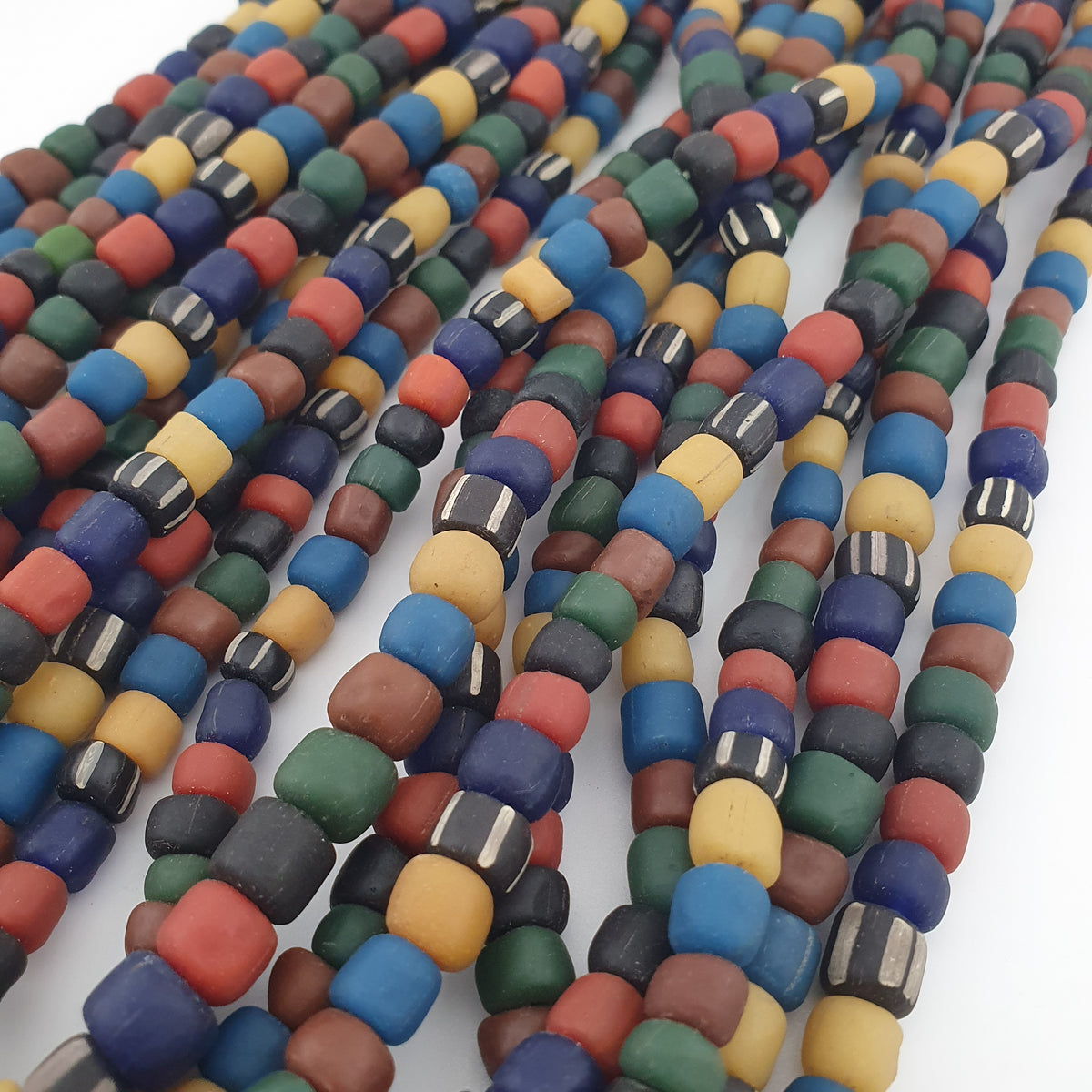 Antique African Style MultiColor Mix 7-8.5mm Glass Beads Necklace Strands