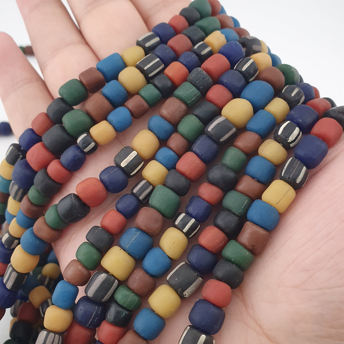 Antique African Style MultiColor Mix 7-8.5mm Glass Beads Necklace Strands