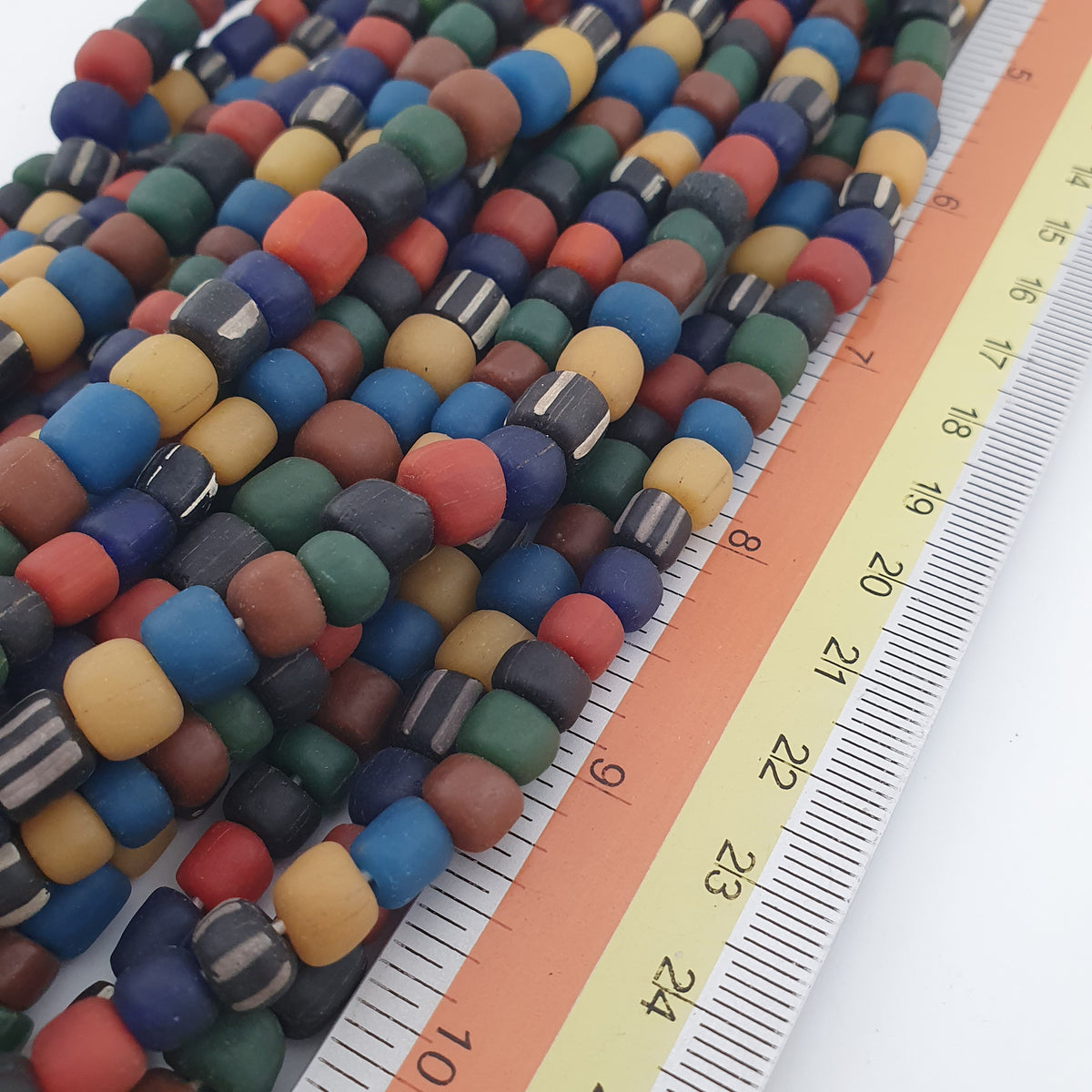 Antique African Style MultiColor Mix 7-8.5mm Glass Beads Necklace Strands