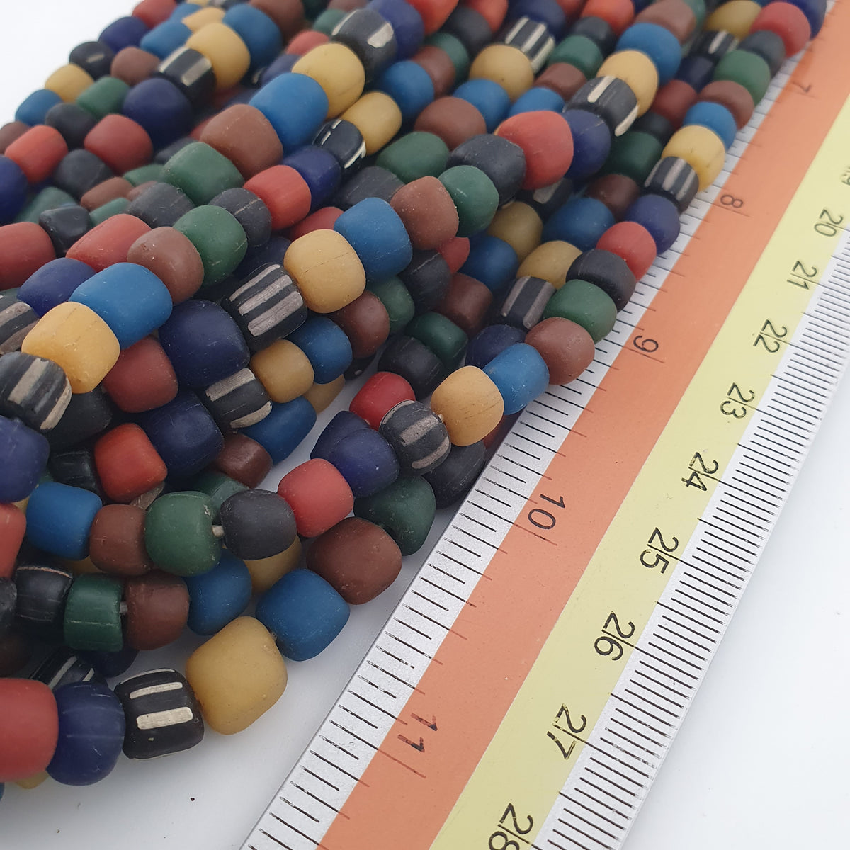 Antique African Style MultiColor Mix 7-8.5mm Glass Beads Necklace Strands