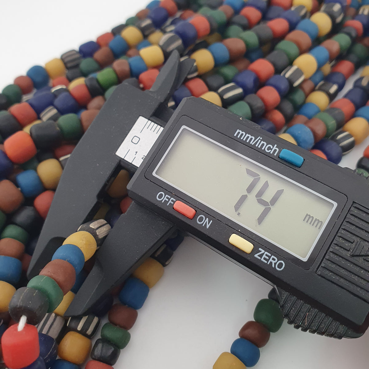 Antique African Style MultiColor Mix 7-8.5mm Glass Beads Necklace Strands