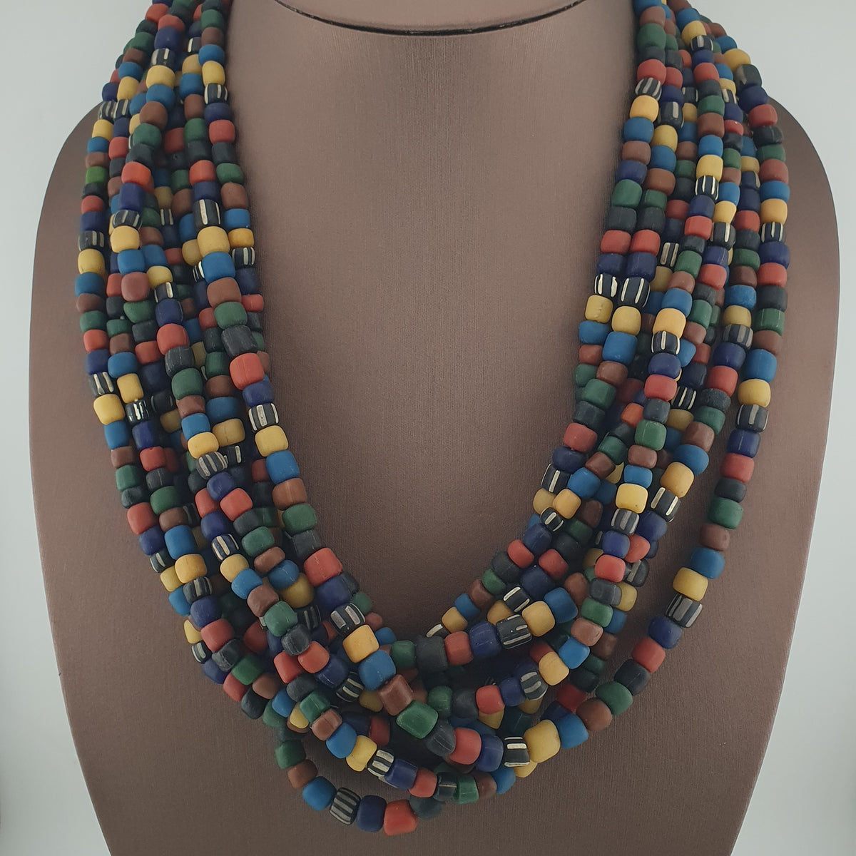 Antique African Style MultiColor Mix 7-8.5mm Glass Beads Necklace Strands