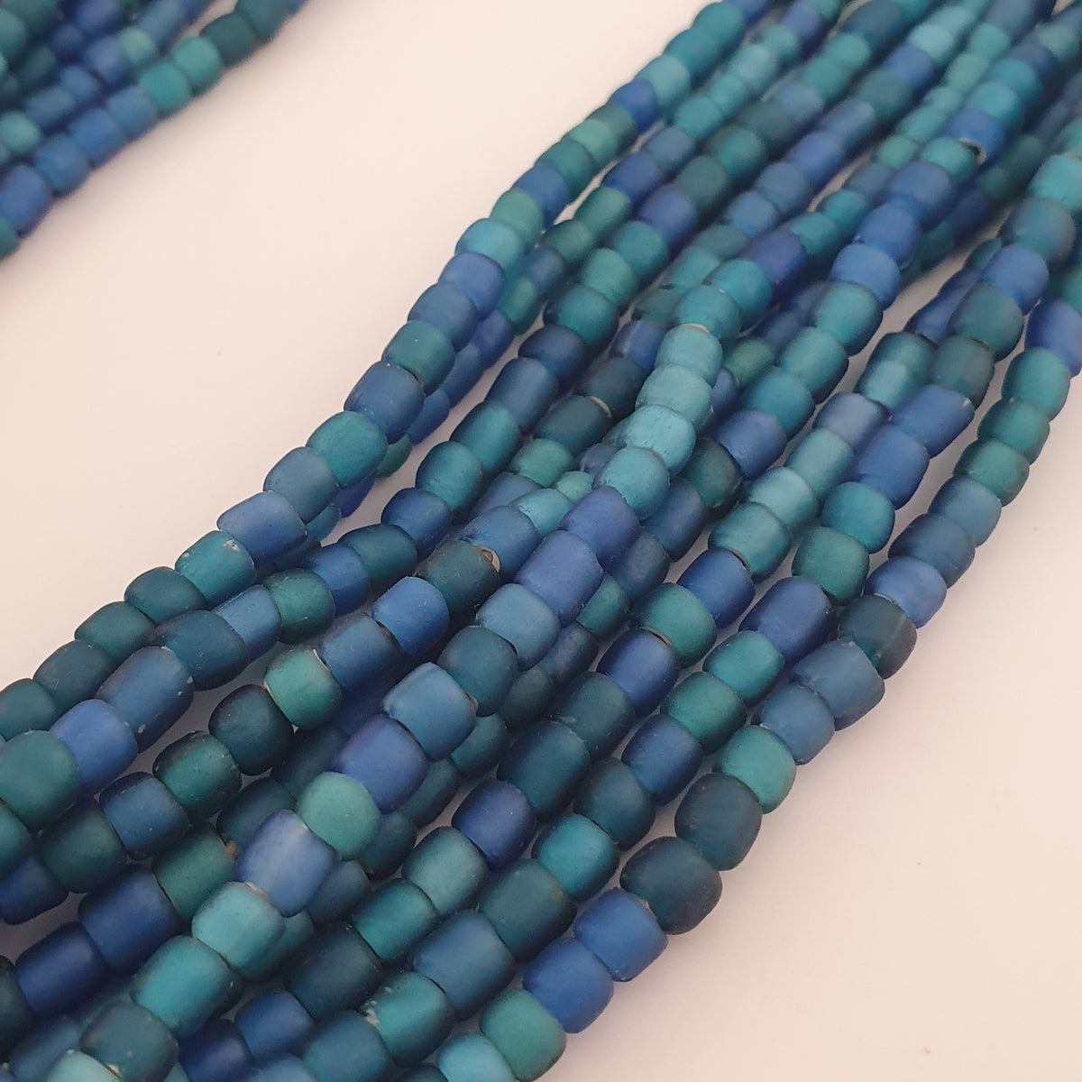 Antique Venetian Light Dark Blue 5-6mm Beads Strands Necklace