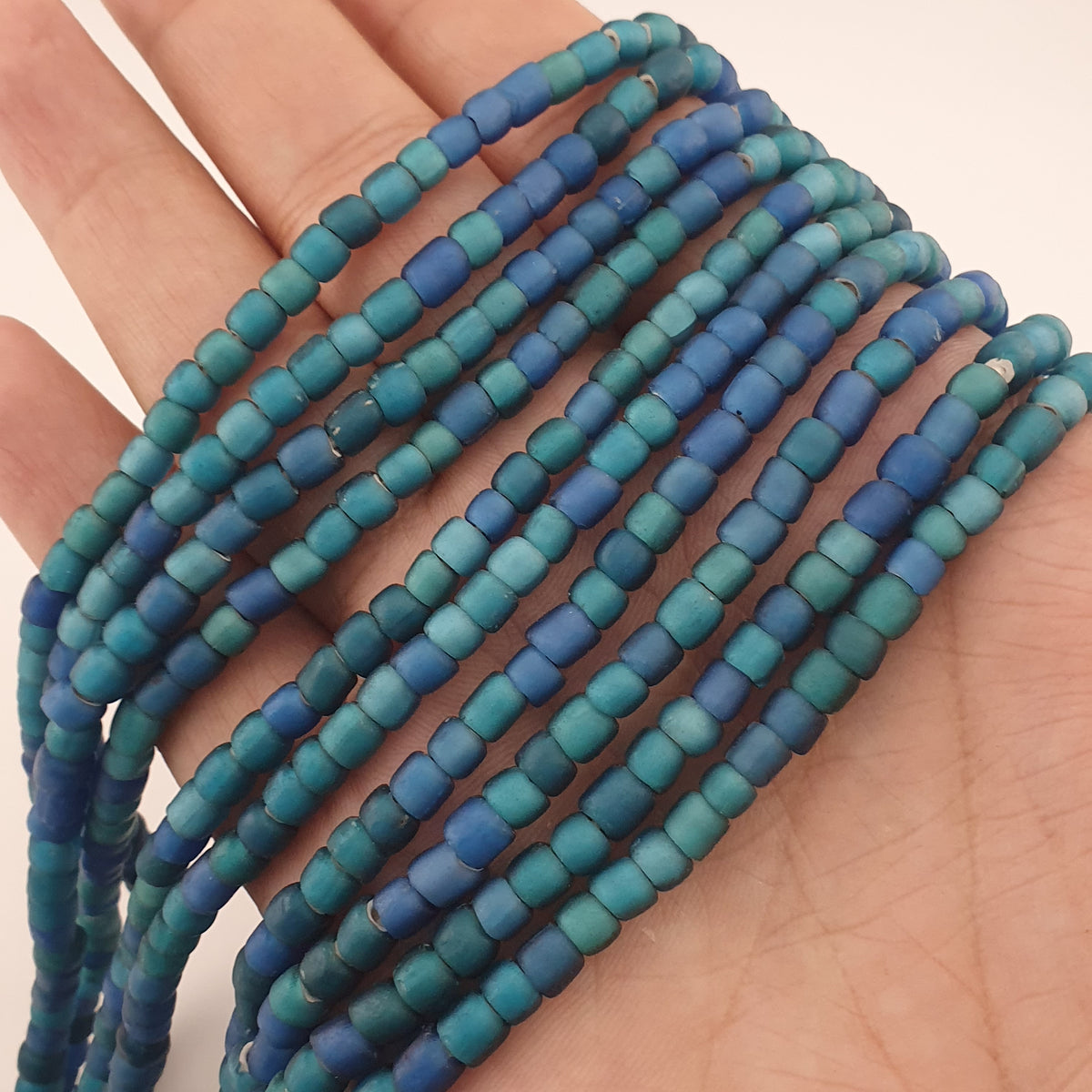 Antique Venetian Light Dark Blue 5-6mm Beads Strands Necklace