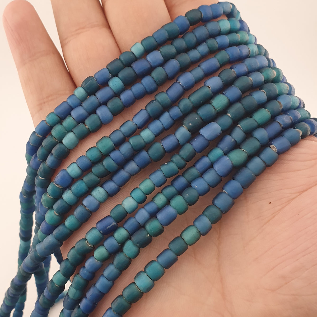 Antique Venetian Light Dark Blue 5-6mm Beads Strands Necklace