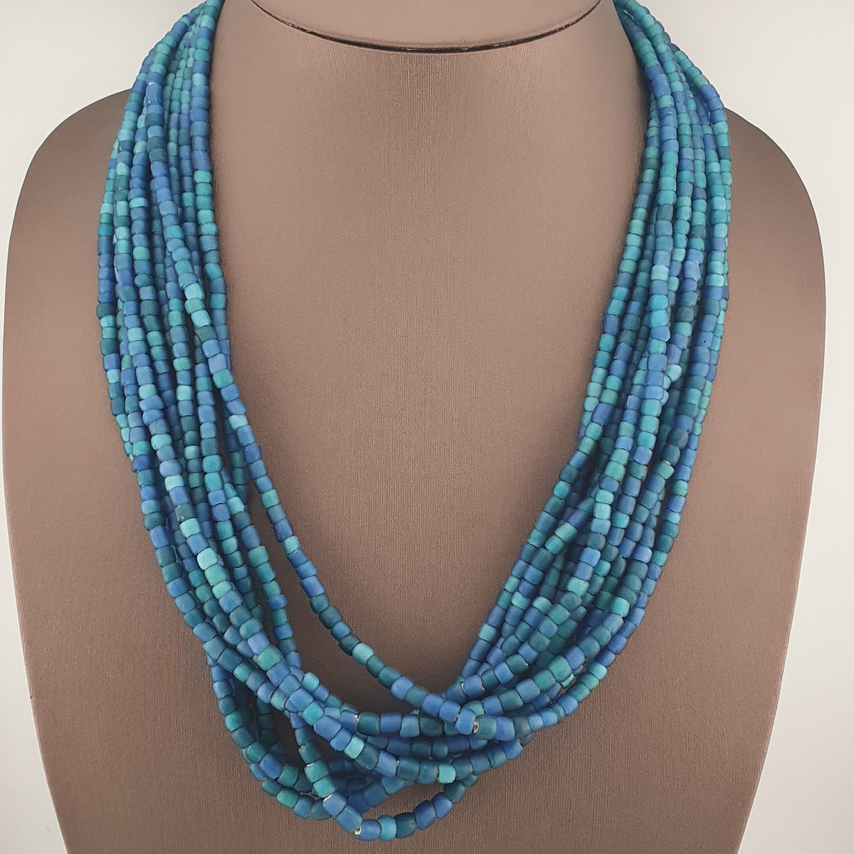 Antique Venetian Light Dark Blue 5-6mm Beads Strands Necklace