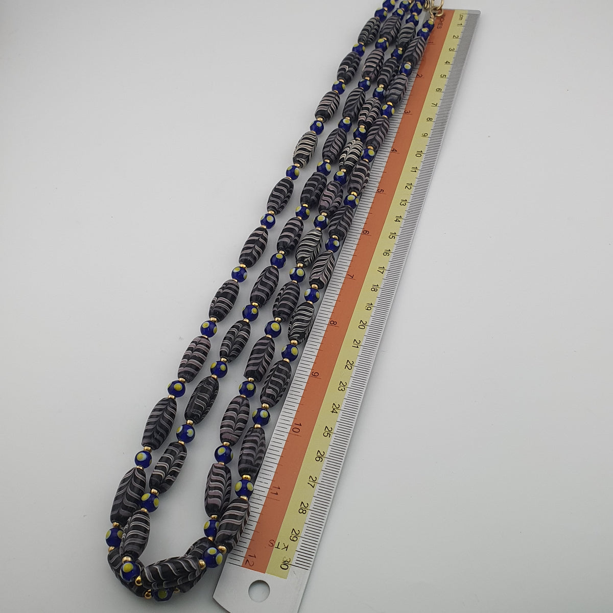 Vintage Venetian Style Feather Desgin Glass Beads Necklace