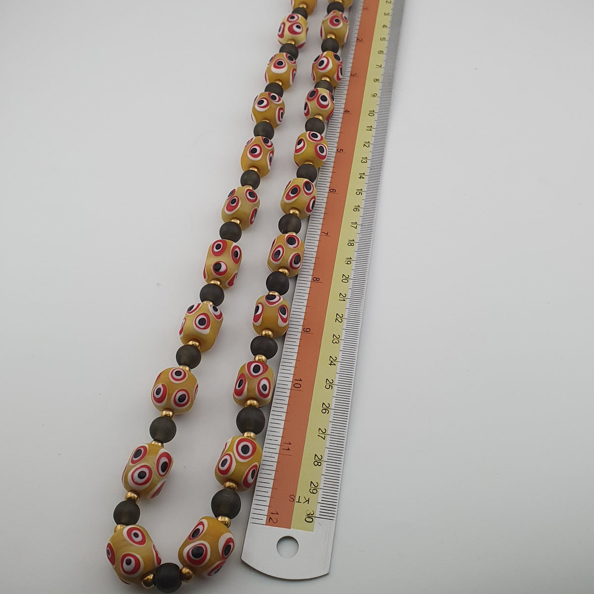 Antique Venetian African Style Thousand Eyes & Black Glass Beads Necklace