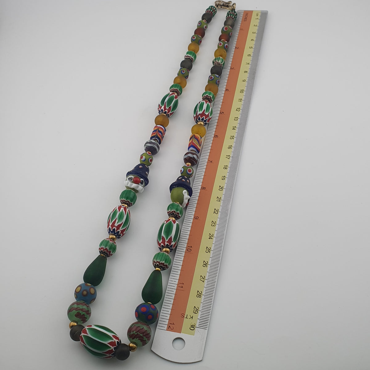 Collier de perles de verre style africain vénitien vintage mélangé