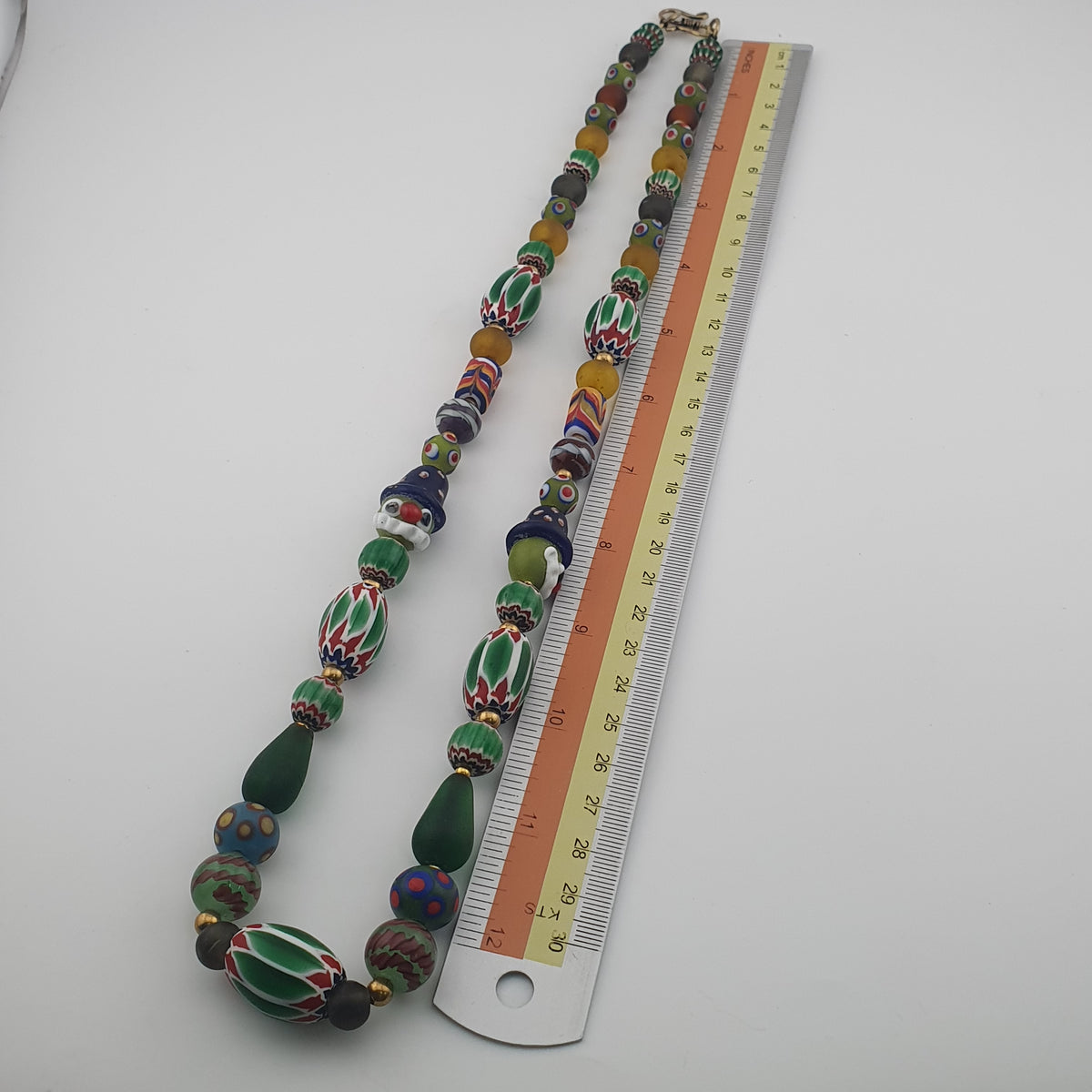 Collier de perles de verre style africain vénitien vintage mélangé
