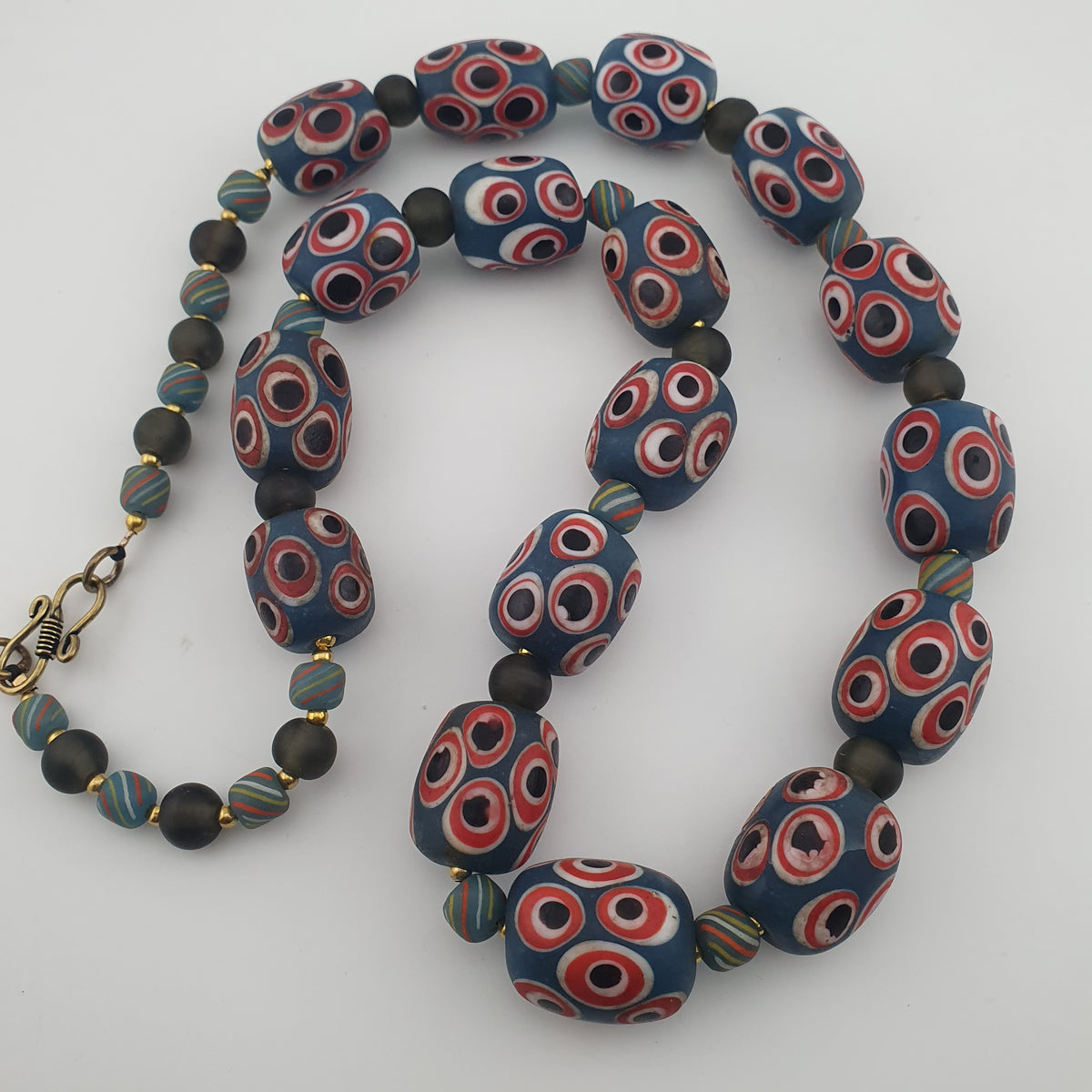 Antique Venetian Style Thousand Eye Glass Big Beads Necklace