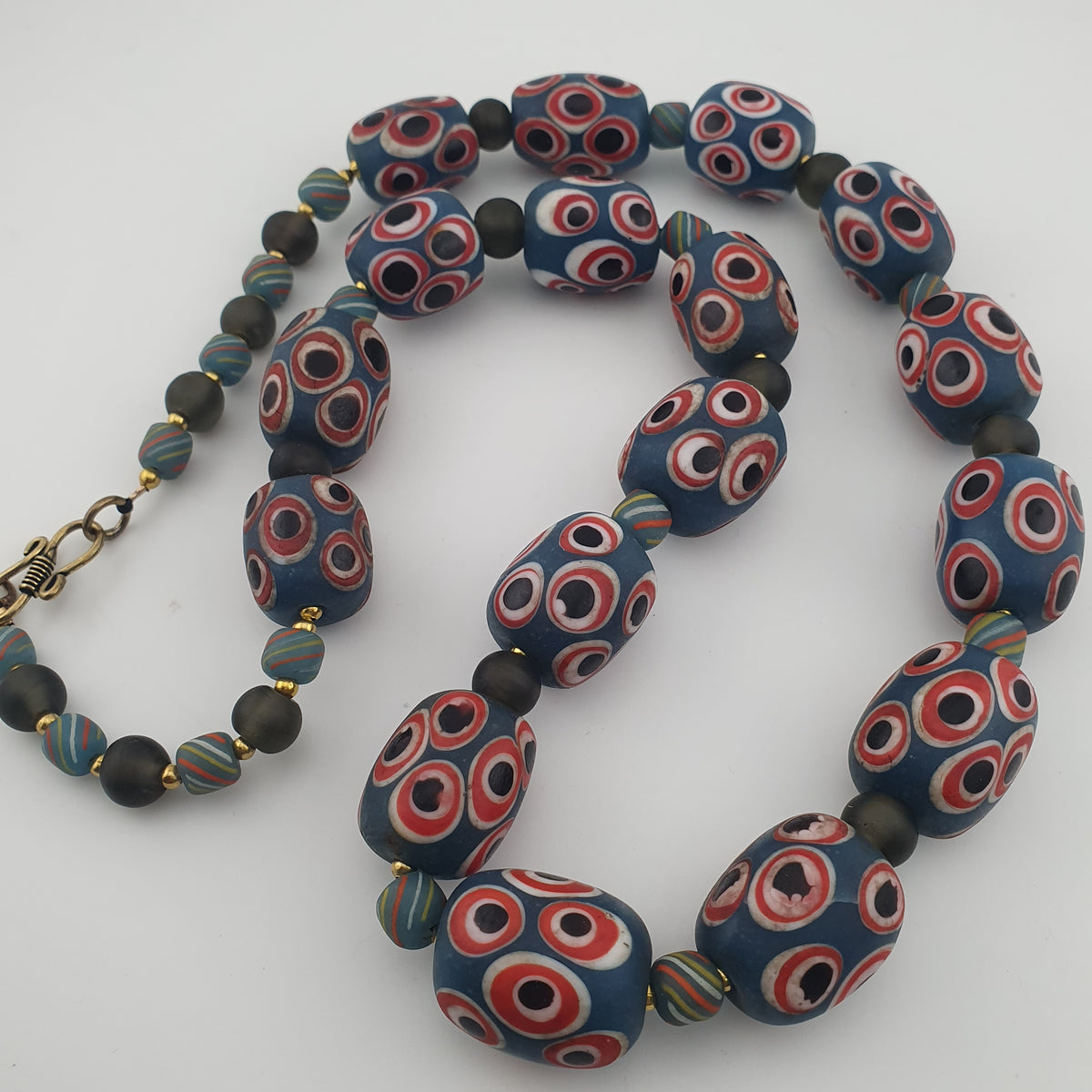 Antique Venetian Style Thousand Eye Glass Big Beads Necklace