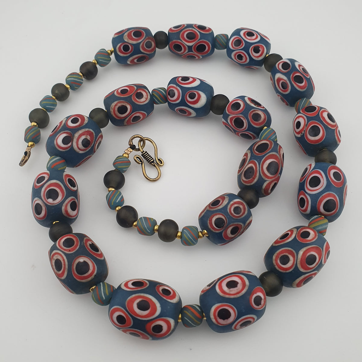 Antique Venetian Style Thousand Eye Glass Big Beads Necklace
