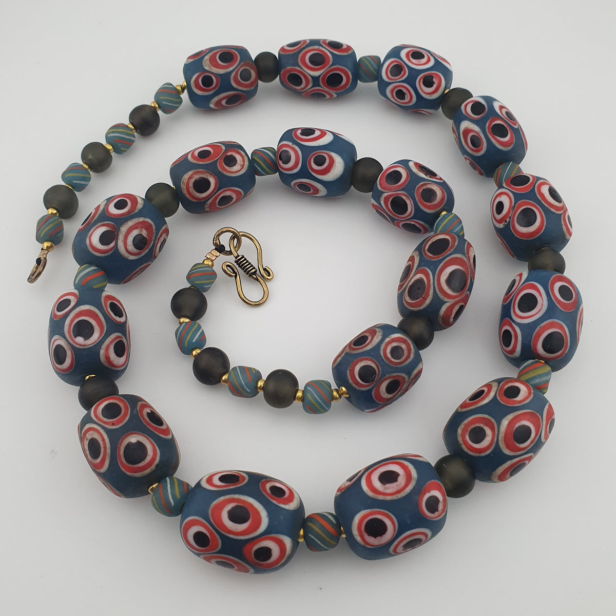 Antique Venetian Style Thousand Eye Glass Big Beads Necklace