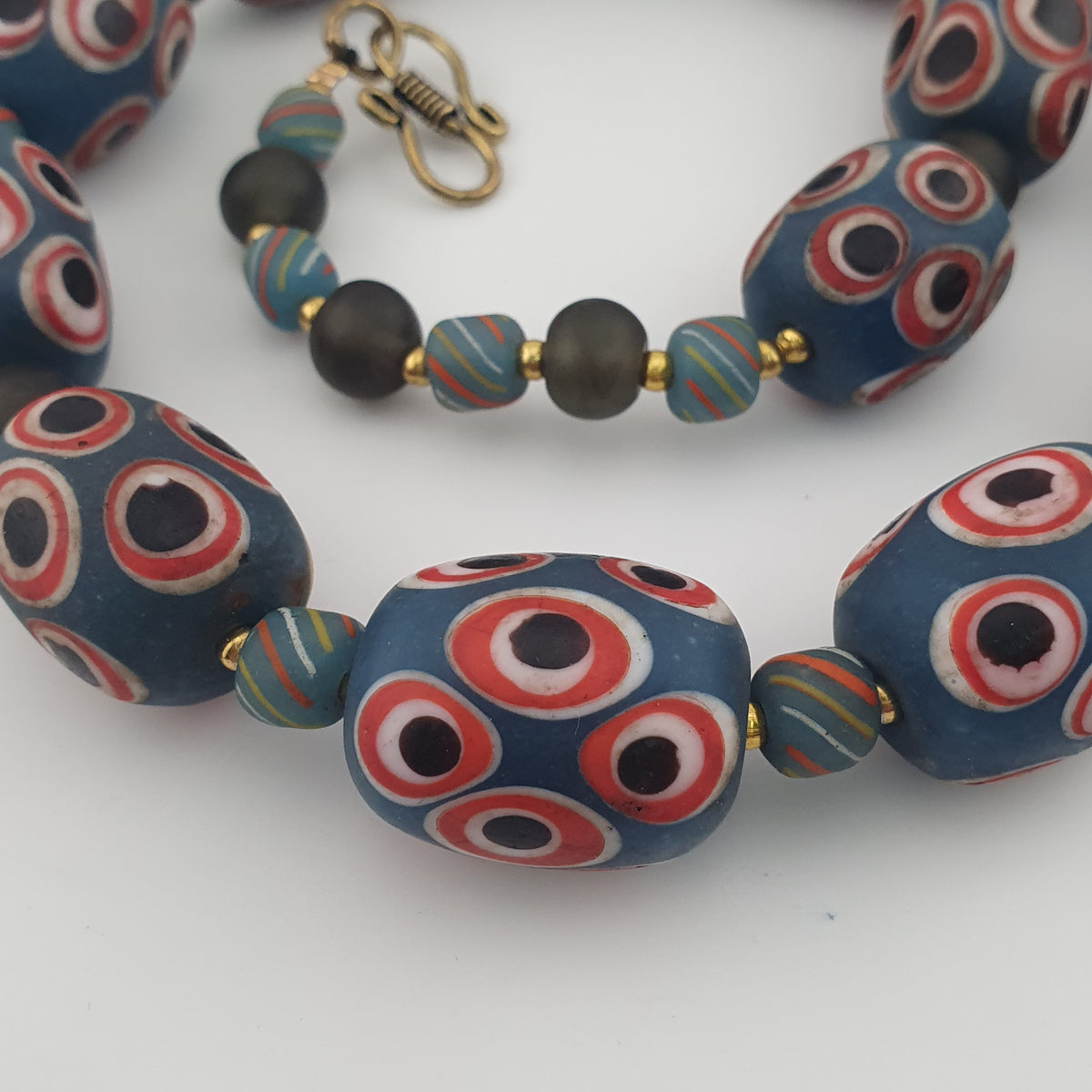 Antique Venetian Style Thousand Eye Glass Big Beads Necklace