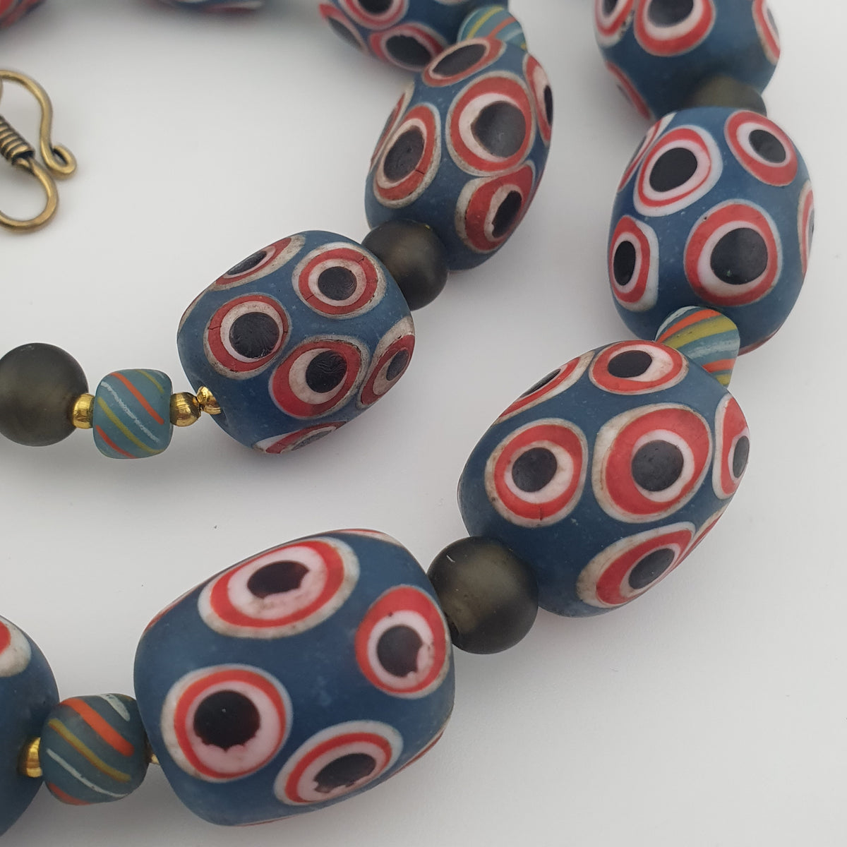 Antique Venetian Style Thousand Eye Glass Big Beads Necklace