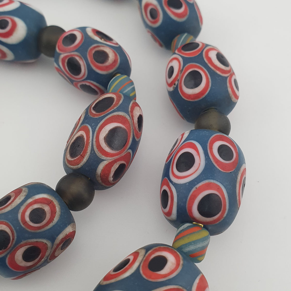 Antique Venetian Style Thousand Eye Glass Big Beads Necklace