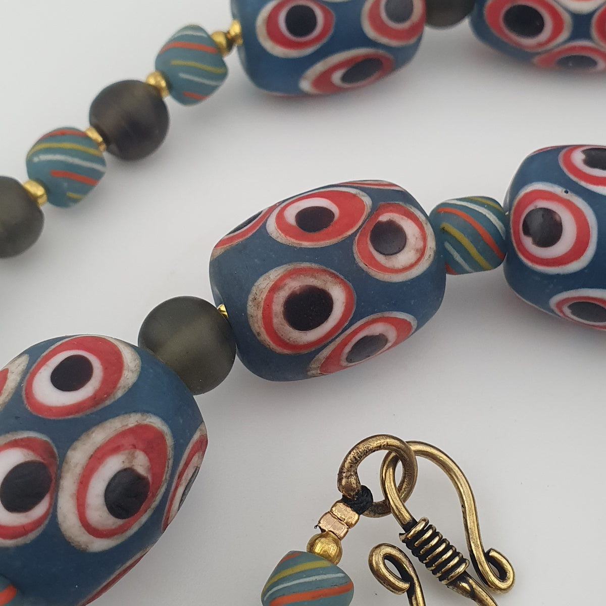 Antique Venetian Style Thousand Eye Glass Big Beads Necklace