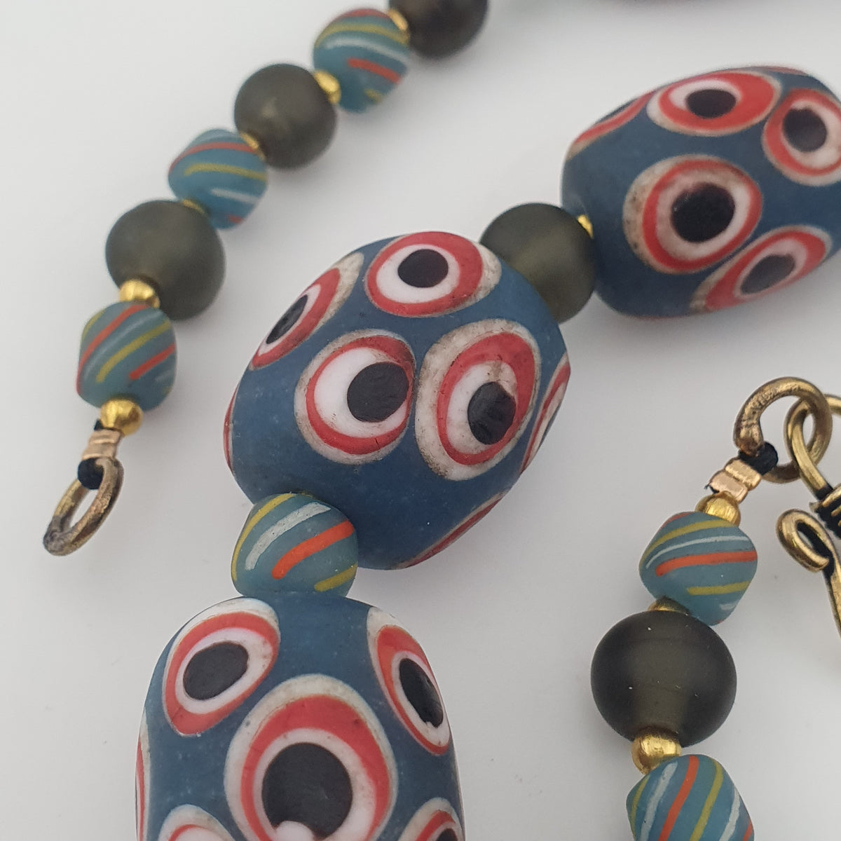Antique Venetian Style Thousand Eye Glass Big Beads Necklace