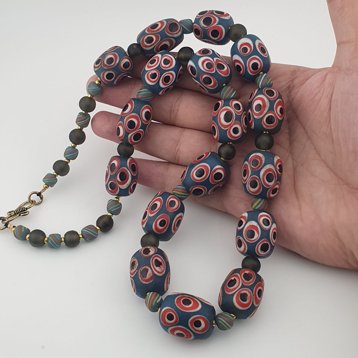 Antique Venetian Style Thousand Eye Glass Big Beads Necklace