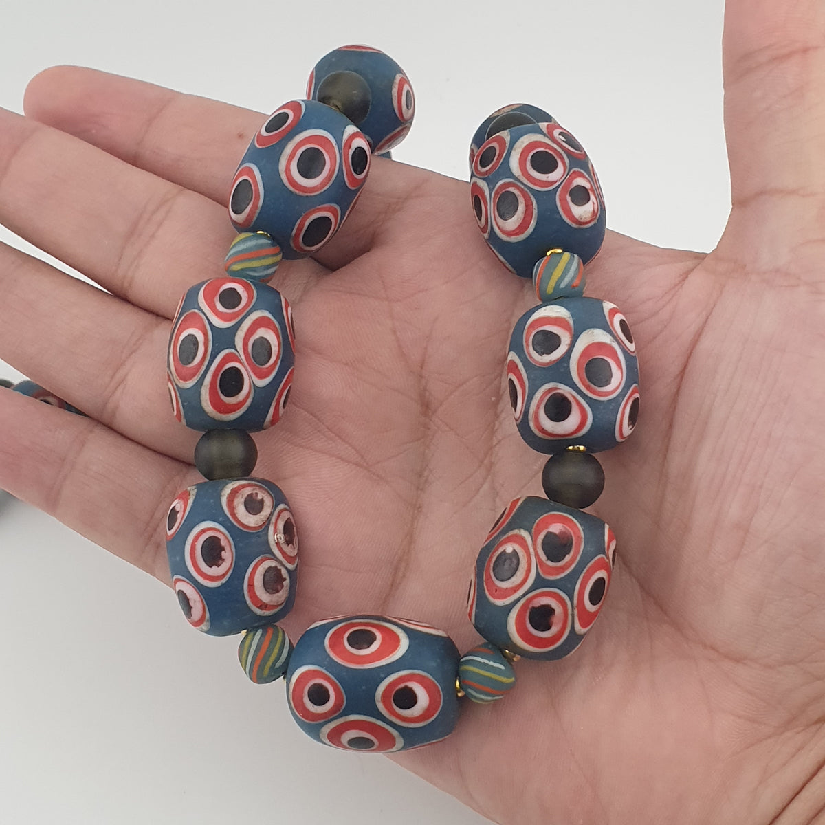Antique Venetian Style Thousand Eye Glass Big Beads Necklace