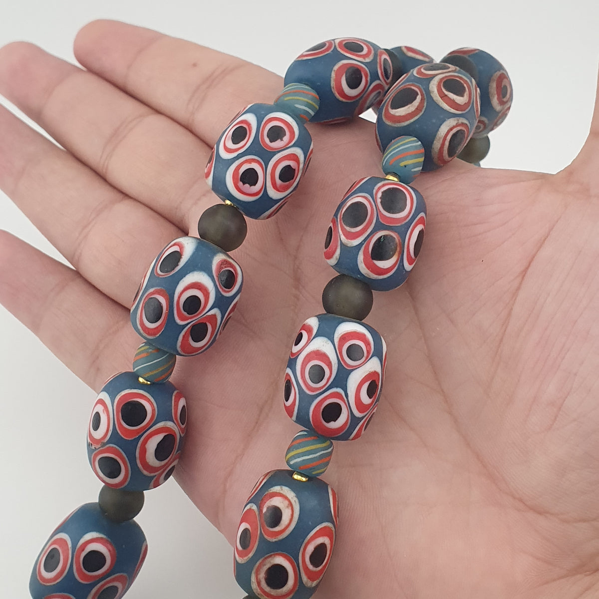 Antique Venetian Style Thousand Eye Glass Big Beads Necklace