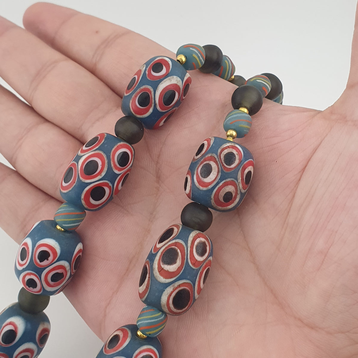 Antique Venetian Style Thousand Eye Glass Big Beads Necklace