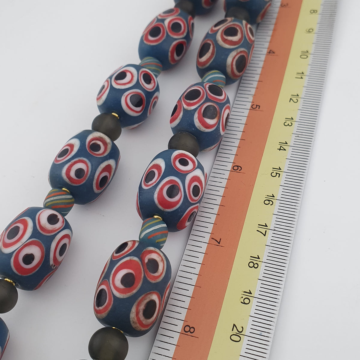 Antique Venetian Style Thousand Eye Glass Big Beads Necklace