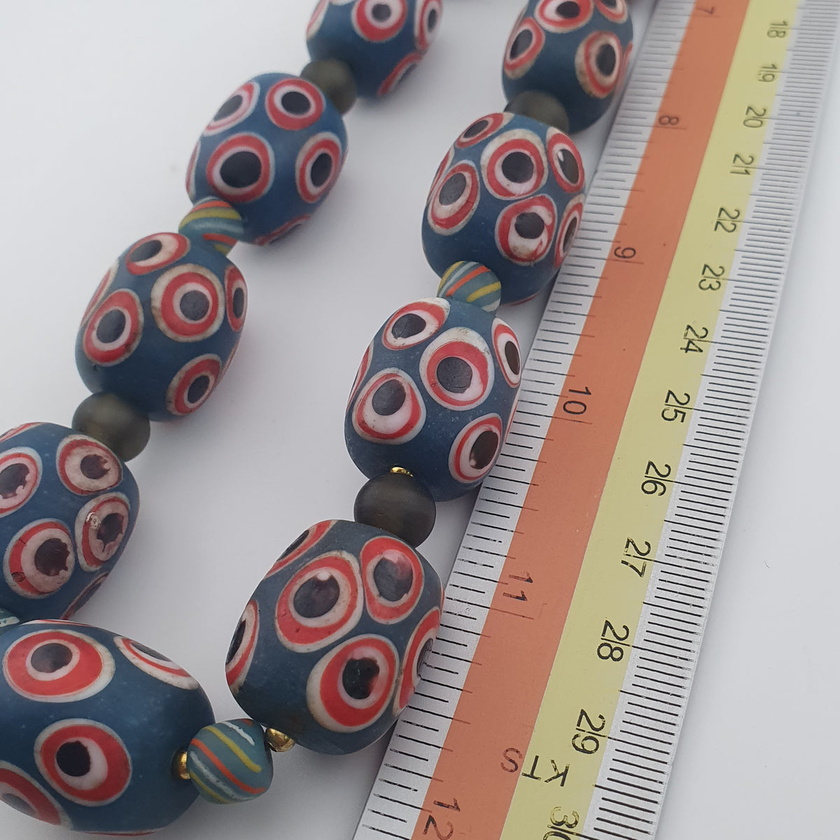 Antique Venetian Style Thousand Eye Glass Big Beads Necklace
