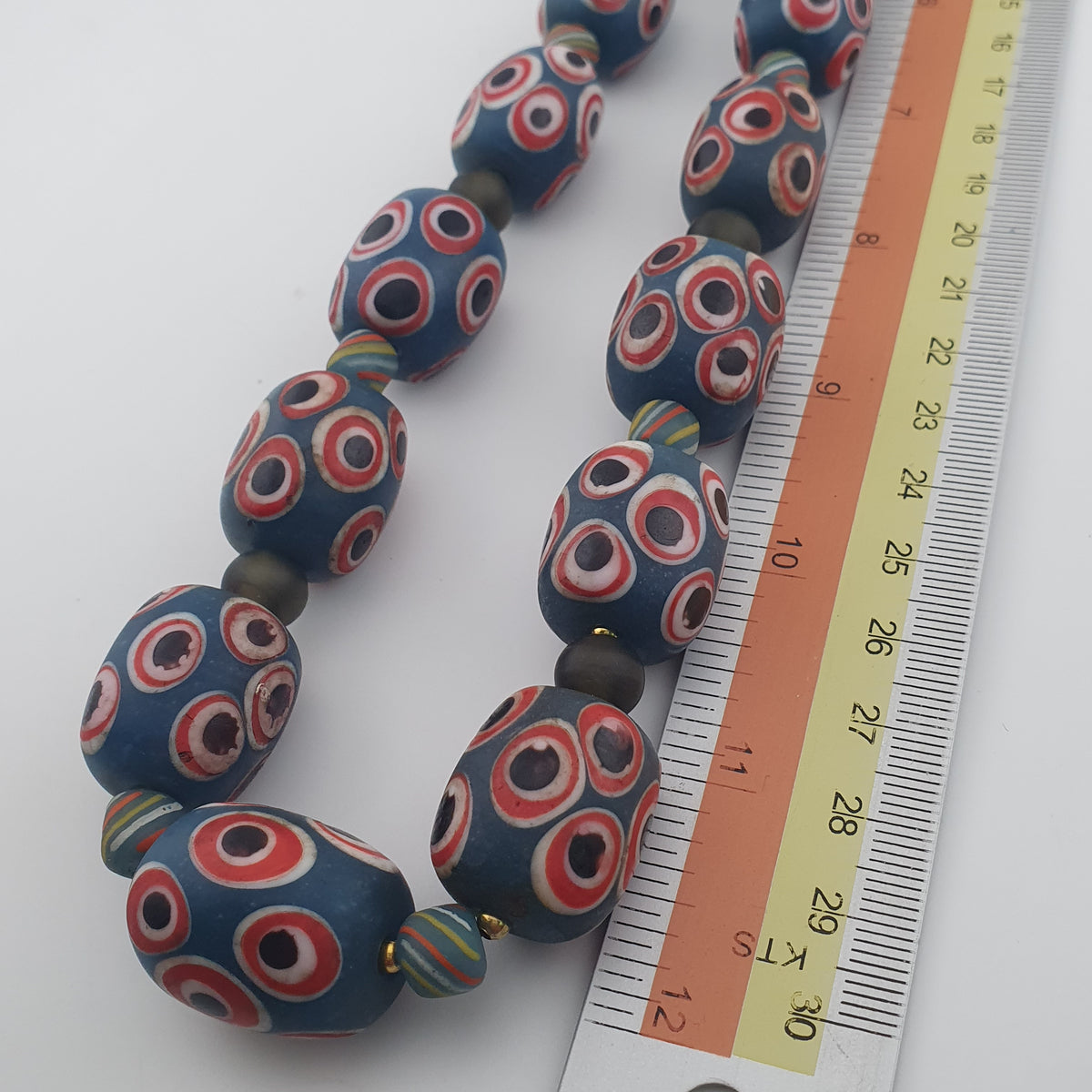 Antique Venetian Style Thousand Eye Glass Big Beads Necklace