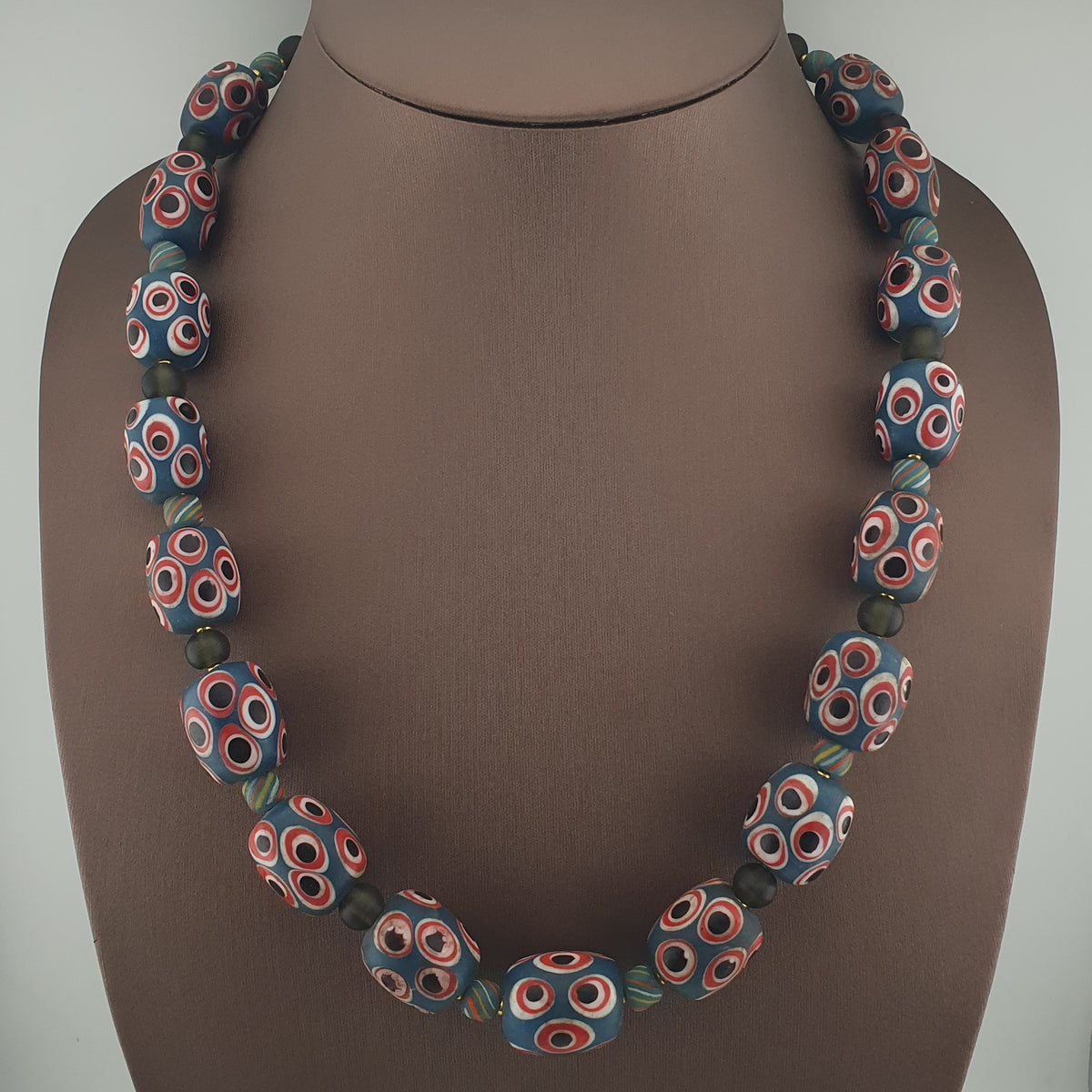 Antique Venetian Style Thousand Eye Glass Big Beads Necklace
