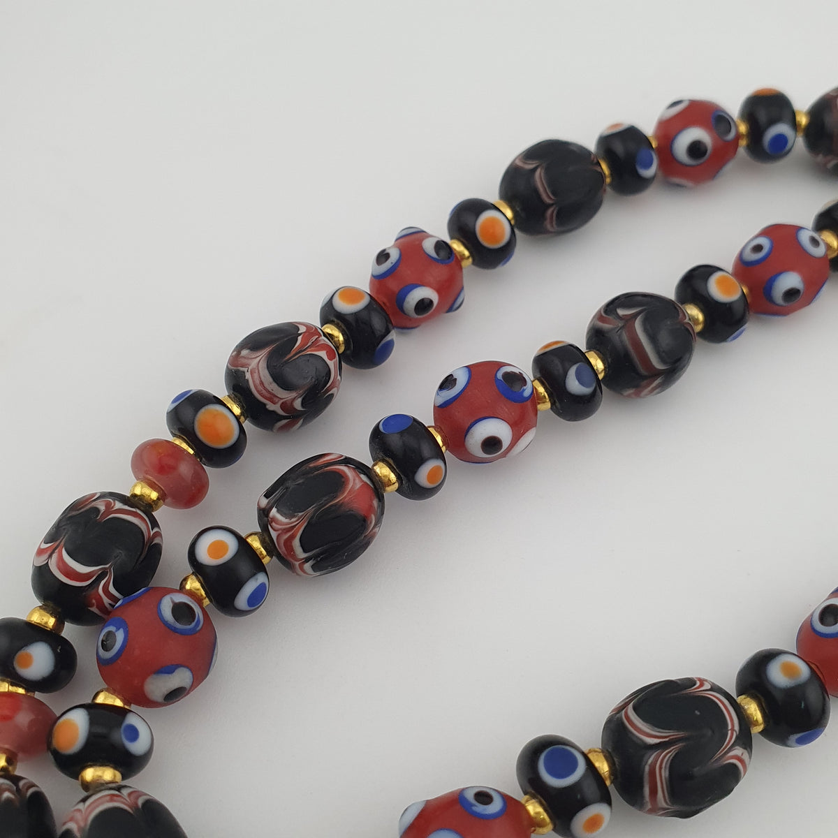 Vintage Venetian Style Mix Glass Beads With Handmade Glass Pendant Necklace