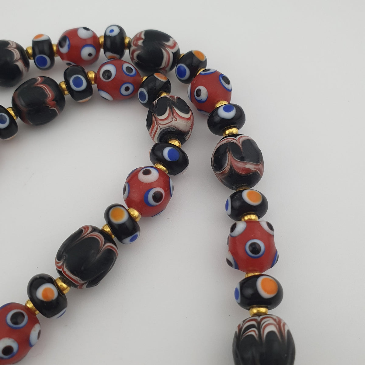Vintage Venetian Style Mix Glass Beads With Handmade Glass Pendant Necklace