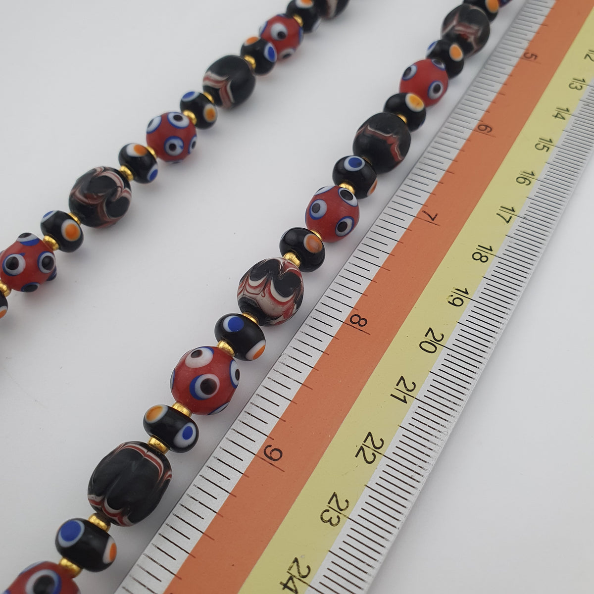 Vintage Venetian Style Mix Glass Beads With Handmade Glass Pendant Necklace