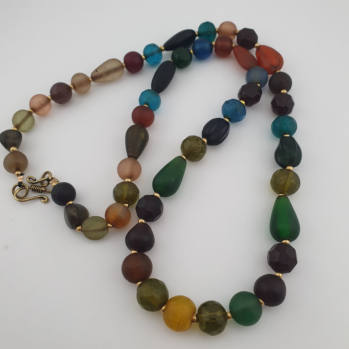 Antique African Style MultiColor Glass Beads Necklace