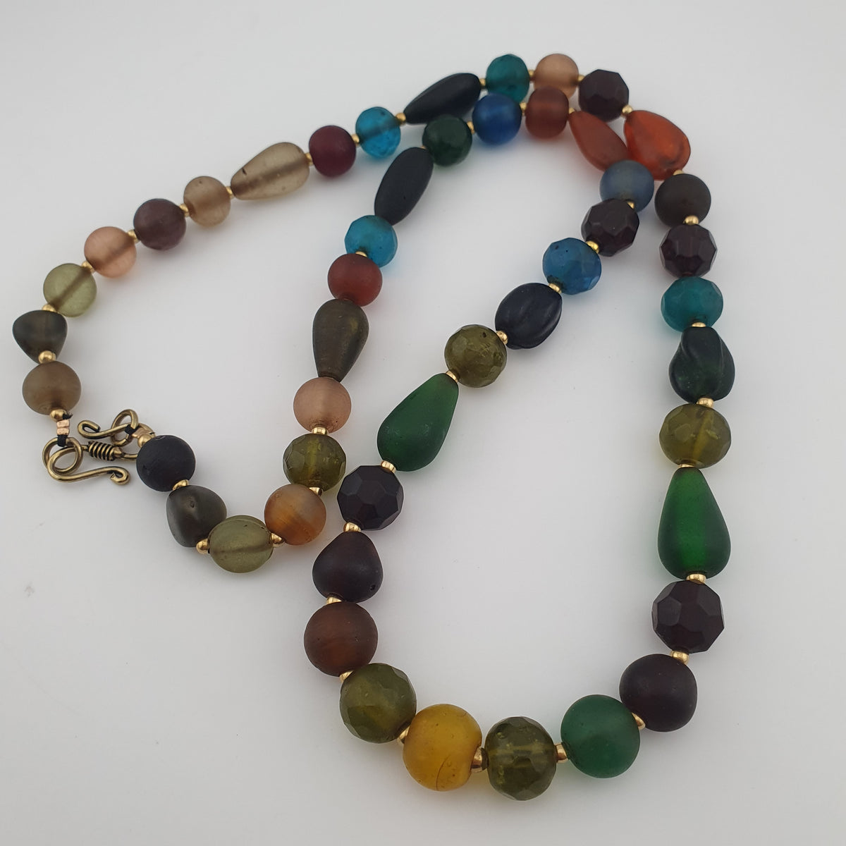 Antique African Style MultiColor Glass Beads Necklace
