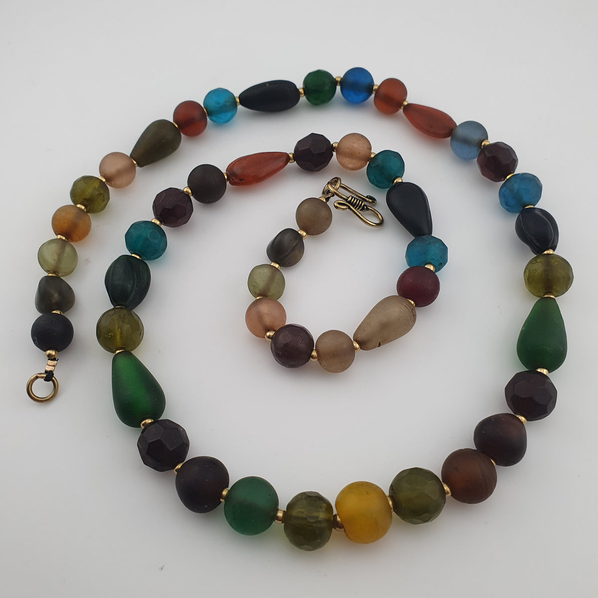 Antique African Style MultiColor Glass Beads Necklace