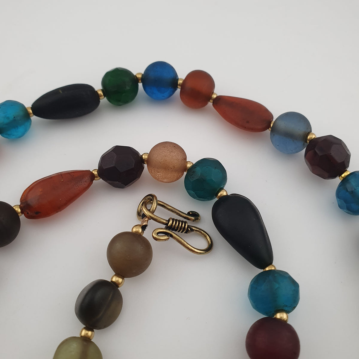 Antique African Style MultiColor Glass Beads Necklace