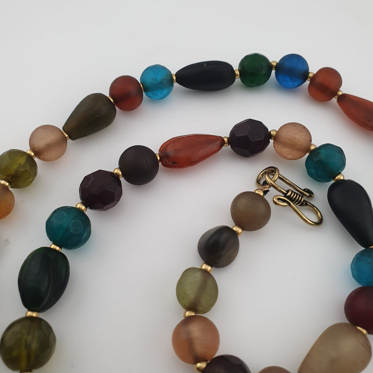 Antique African Style MultiColor Glass Beads Necklace