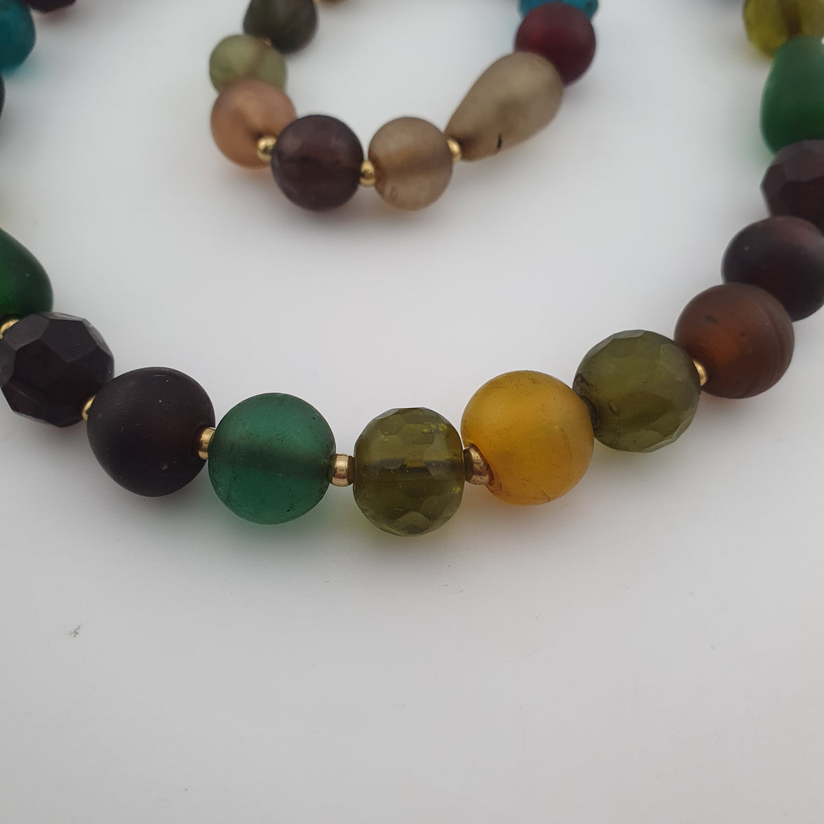 Antique African Style MultiColor Glass Beads Necklace